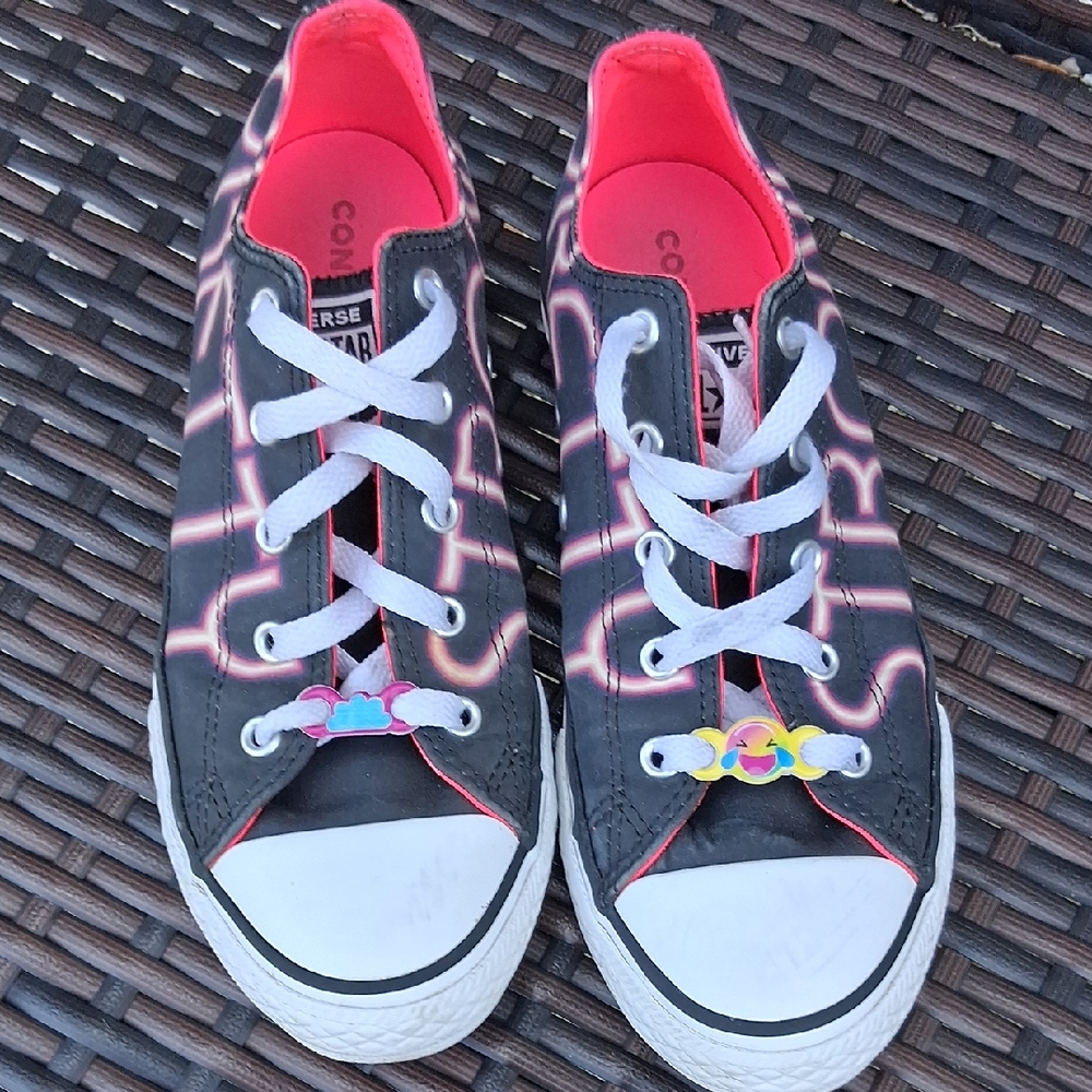 Converse Black and Neon Pink Sneakers